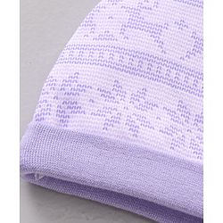 Babyhug 100% Cotton Cap Mitten & Booties Printed Purple- Diameter 11 cm