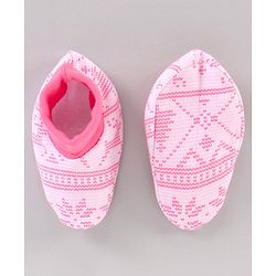 Babyhug 100% Cotton Cap Mitten & Booties Pink - Cap Diameter 11.5 Cm