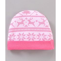 Babyhug 100% Cotton Cap Mitten & Booties Pink - Cap Diameter 11.5 Cm