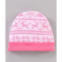 Babyhug 100% Cotton Cap Mitten & Booties Pink - Cap Diameter 11.5 Cm