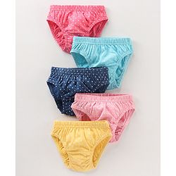 Babyhug 100% Cotton Antibacterial Panties Printed Briefs Pack of 5 - Multicolor