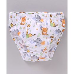 Babyhug Cotton Antibacterial Stripes & Animal Print Briefs Pack Of 3 - Multicolor