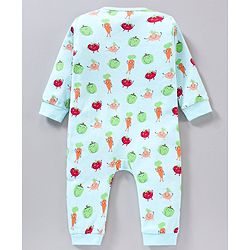 Babyhug 100% Cotton Full Sleeves Romper Vegetables Print- Blue