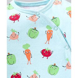 Babyhug 100% Cotton Full Sleeves Romper Vegetables Print- Blue