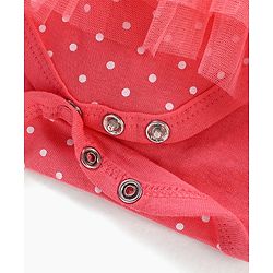 Babyhug 100% Cotton Full Sleeves Frock Style Onesie Polka Dot Print - Pink
