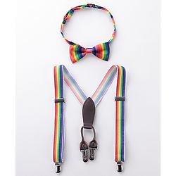 Babyhug Bow and Suspender Set Rainbow Stripes - Multicolour