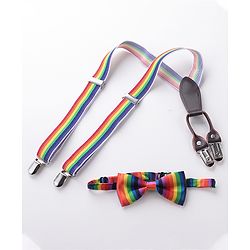 Babyhug Bow and Suspender Set Rainbow Stripes - Multicolour