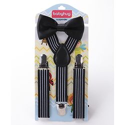 Babyhug Bow and Suspender Set Rainbow Stripes - Black