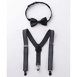 Babyhug Bow and Suspender Set Rainbow Stripes - Black