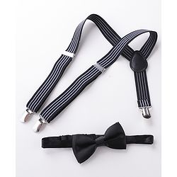 Babyhug Bow and Suspender Set Rainbow Stripes - Black