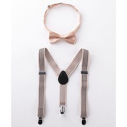 Babyhug Bow and Suspender Set Rainbow Stripes - Beige