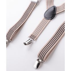 Babyhug Bow and Suspender Set Rainbow Stripes - Beige