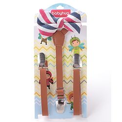 Babyhug Bow and Suspender Set Stripes - Beige