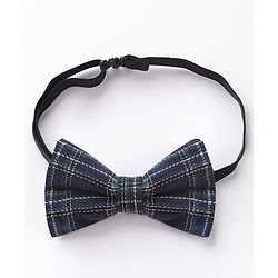 Babyhug Checkered Bow and Suspender Set - Black Brown