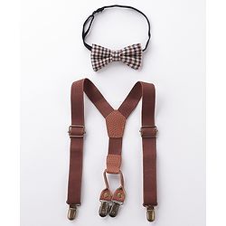 Babyhug Bow and Suspender Set Solid Color - Brown
