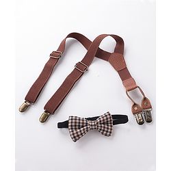 Babyhug Bow and Suspender Set Solid Color - Brown