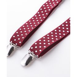 Babyhug Bow and Suspender Set Polka Dots Printed - Maroon