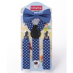 Babyhug Bow and Suspender Set Polka Dots Printed - Maroon