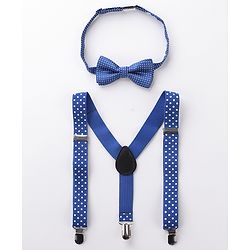 Babyhug Bow and Suspender Set Polka Dots Printed - Maroon