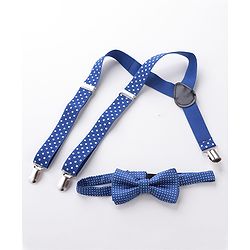 Babyhug Bow and Suspender Set Polka Dots Printed - Maroon