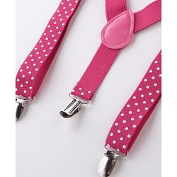 Babyhug Bow and Suspender Set Polka Dots Printed - Dark Pink