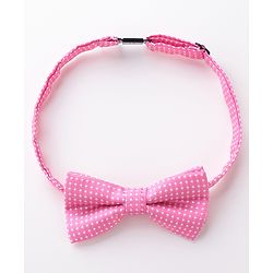 Babyhug Bow and Suspender Set Polka Dots Printed - Dark Pink