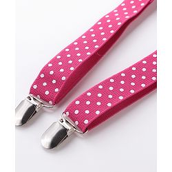 Babyhug Bow and Suspender Set Polka Dots Printed - Dark Pink