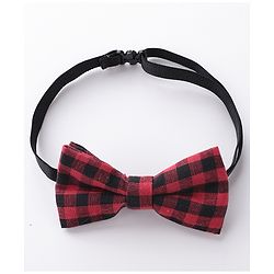Babyhug Checkered Bow and Suspender Set - Red