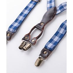 Babyhug Checkered Bow and Suspender Set - Blue