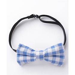 Babyhug Checkered Bow and Suspender Set - Blue