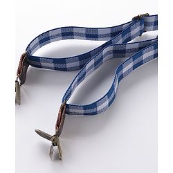 Babyhug Checkered Bow and Suspender Set - Blue