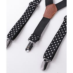 Babyhug Bow and Suspender Set Polka Dots Printed - Black