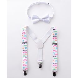 Babyhug Bow And Suspender Set - White