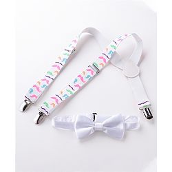 Babyhug Bow And Suspender Set - White
