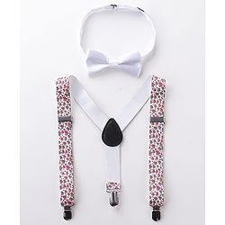 Babyhug Bow And Suspender Set Heart Print - Multicolour