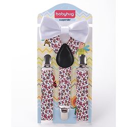 Babyhug Bow And Suspender Set Heart Print - Multicolour