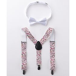 Babyhug Bow And Suspender Set Heart Print - Multicolour