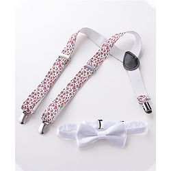 Babyhug Bow And Suspender Set Heart Print - Multicolour