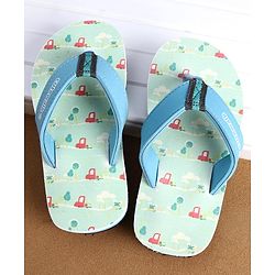 Cute Walk by Babyhug Flip Flops Vehicle Print - Blue