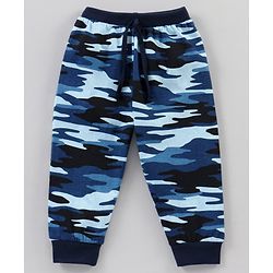 Babyhug Full Length Solid Colour and Camouflage Lounge Pants Pack of 2 - Blue