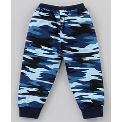 Babyhug Full Length Solid Colour and Camouflage Lounge Pants Pack of 2 - Blue