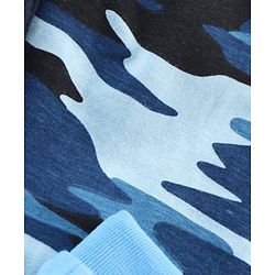 Babyhug Full Length Solid Colour and Camouflage Lounge Pants Pack of 2 - Blue