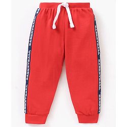 Babyhug Cotton Full Length Lounge Pants Text Print Pack of 2 - Navy Blue Red