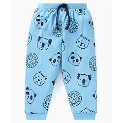 Babyhug Cotton Full Length Lounge Pants Panda Face Print Pack of 2 - Navy Blue