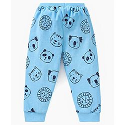 Babyhug Cotton Full Length Lounge Pants Panda Face Print Pack of 2 - Navy Blue