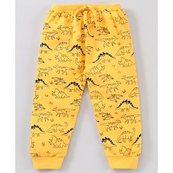 Babyhug Cotton Full Length Ribbed Waist Lounge Pant Printed Pack of 2  - Yellow Navy