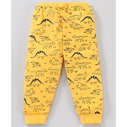 Babyhug Cotton Full Length Ribbed Waist Lounge Pant Printed Pack of 2  - Yellow Navy