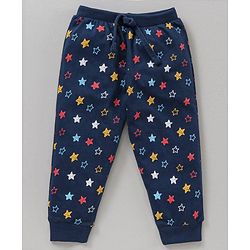 Babyhug Cotton Full Length Lounge Pants Star Print Pack of 2 - Navy Blue