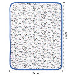 Babyhug Cotton Interlock Double Layer Hooded Wrapper with Train Embroidery - Blue