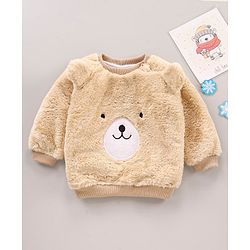 Babyhug Knit Full Sleeves Sweatshirt Puppy Face Design - Brown